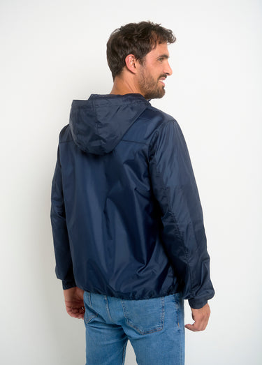 Coupe vent homme demi zip à capuche Marine