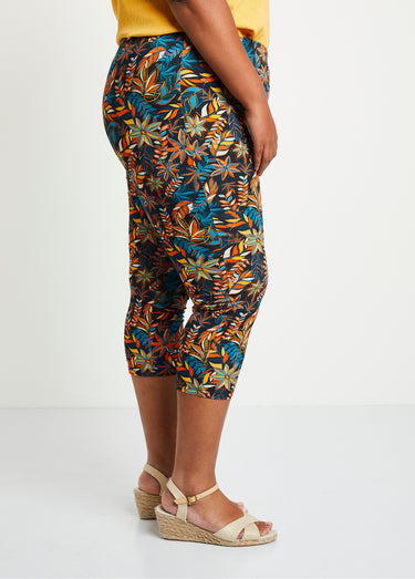 Legging court coton taille élastiquée Imp Fond Noir