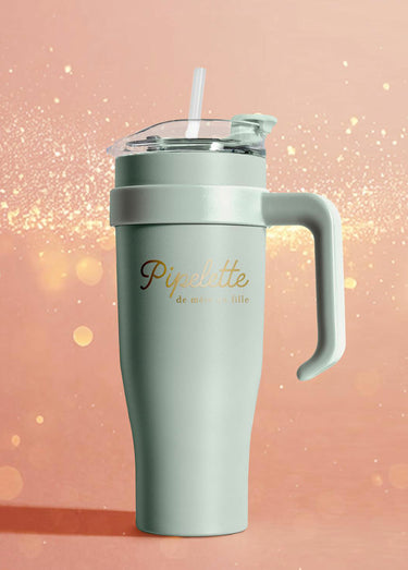 Mug à transporter 1,2L uni avec paille Bleu Pipelette