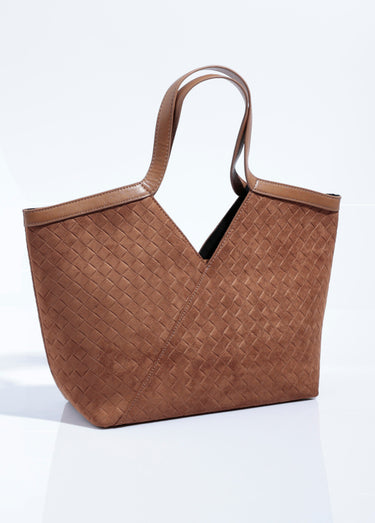 Sac cabas en suédine effet tressé Sable