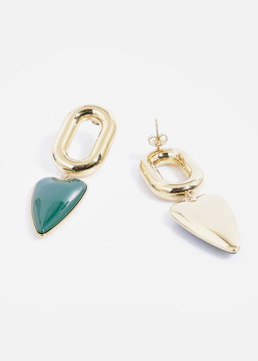 Boucle d'oreilles cœur en acier inoxydable Dore/Vert
