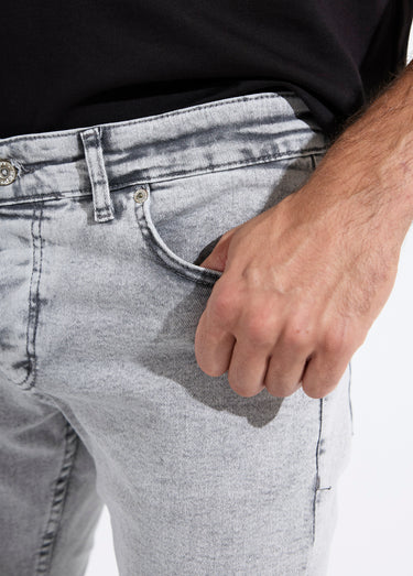 Jean 5 poches slim délavé, coupe slim Gris