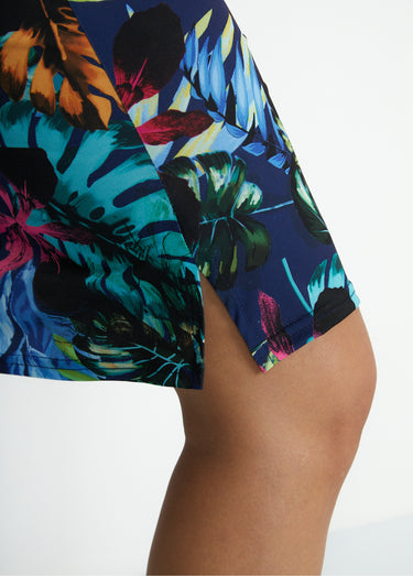 Robe débardeur courte imprimé tropical Fond Marine