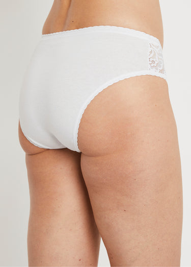 Culotte échancrée dentelle coton - lot de 3 Blanc Lot 3