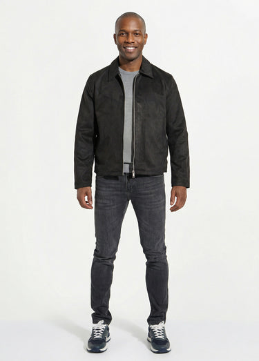 Blouson court zippé en suédine Noir