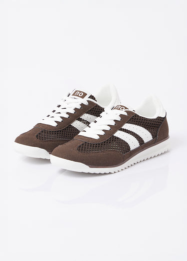 Sneakers multimatières allure vintage Marron