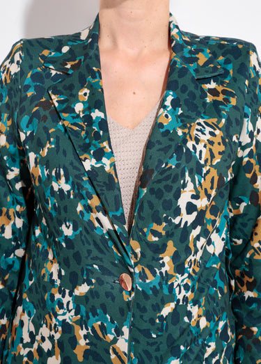 Veste motif arty avec bouton bijou métal Canard/Jaune