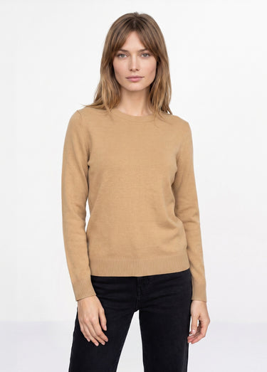 Pull doux col rond manches longues Camel