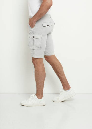 Bermuda extensible à poches côtés à rabat Gris Clair