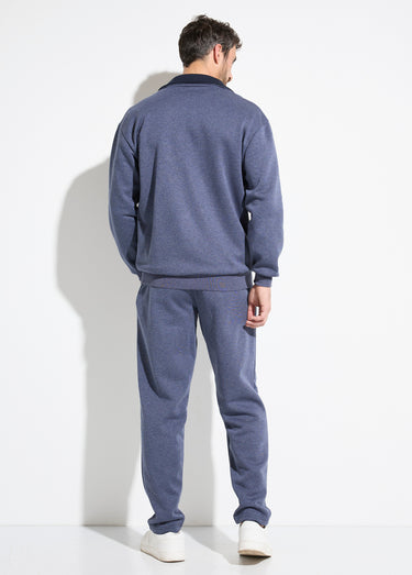Veste de détente zippée molleton coton bicolore Bleu Grise/Marine