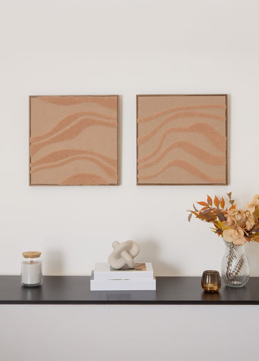 Toile 3D tissée dans cadre façon bois Terracota