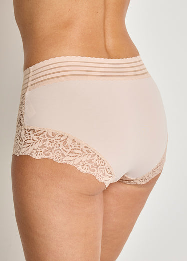 Culotte gainante taille haute dentelle Beige
