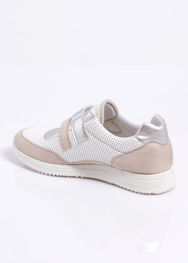 Baskets scratchées souples largeur confort Blanc