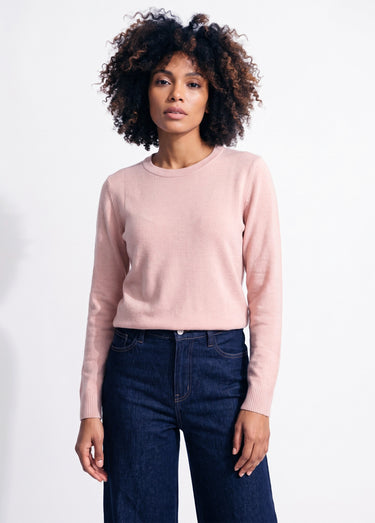 Pull doux col rond manches longues Rose