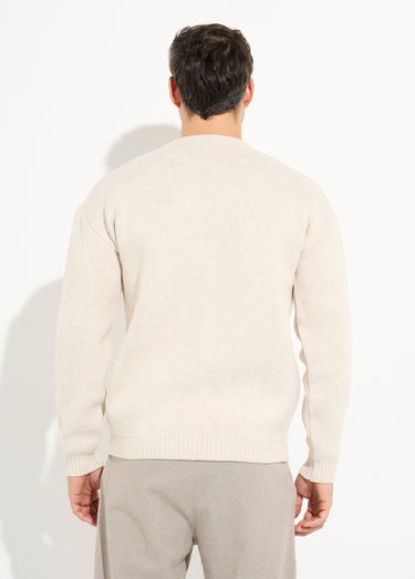 Pull épais en maille avec patch poitrine Ecru