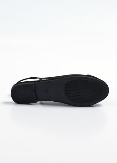 Ballerines plates en résille talon ouvert Noir