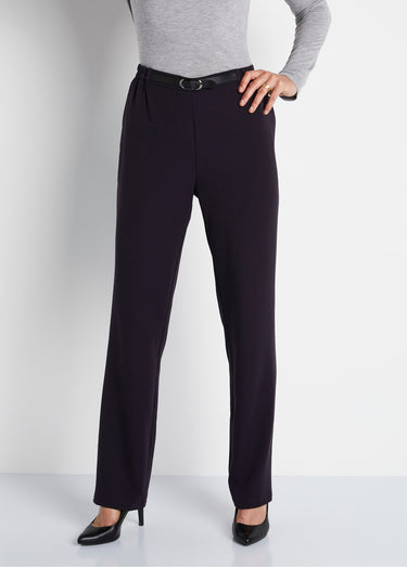 Pantalon infroissable taille semi élastiquée Prune