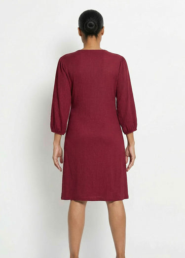 Robe portefeuille en maille gaufrée Bordeaux