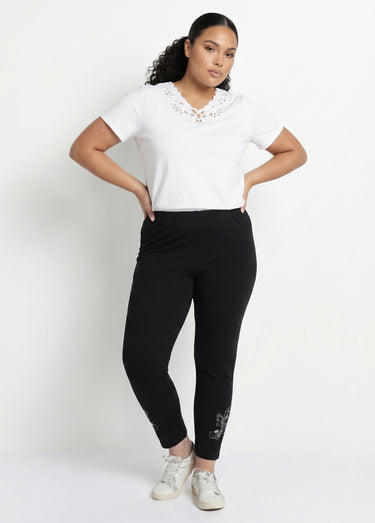 Legging court uni ceinture élastiquée Noir