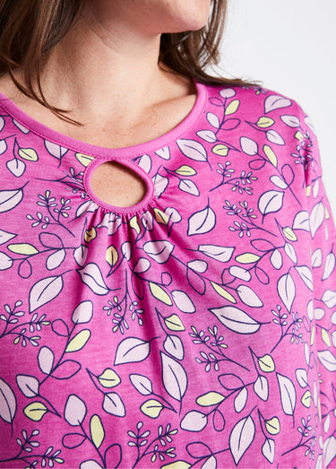 Chemise de nuit imprimé végétal Rose