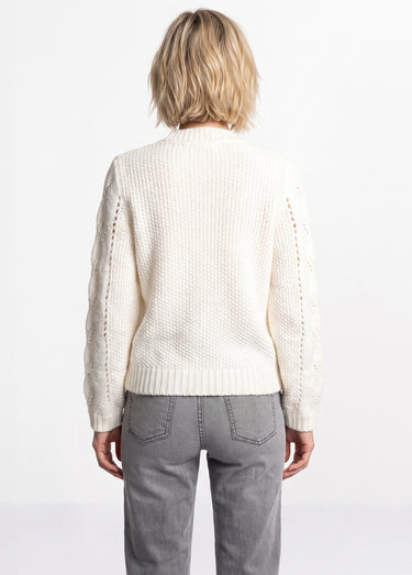 Pull doux en maille fantaisie Ecru