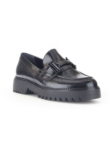 Mocassins cuir semelle crantée Vernis Noir