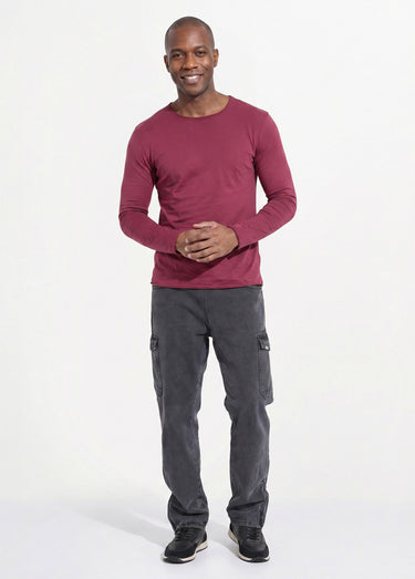 T-shirt col rond détails aspect brut Bordeaux