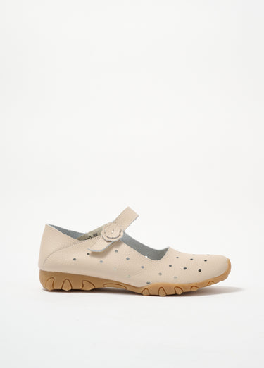 Ballerines perforées en cuir avec bride Rose Nude