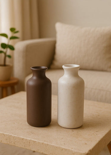 Petit vase céramique design épuré, foncé Marron