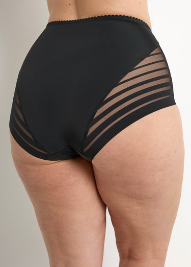 Culotte extensible taille haute tulle effet rayé Noir