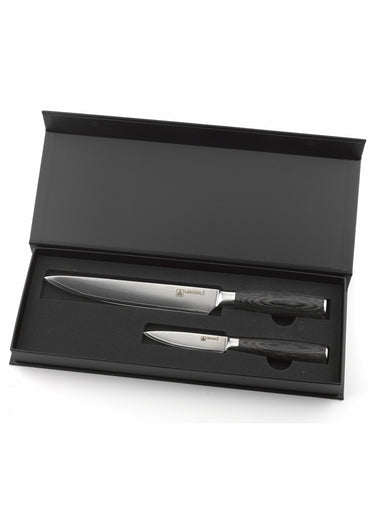 Coffret de 2 couteaux lame acier Damarus, Marcel Noir