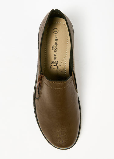 Derbies loafers confortables avec zip Marron