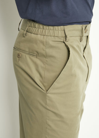 Pantalon droit ceinture élastiquée confort Kaki