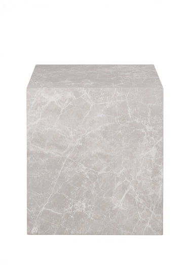 Table d'appoint cube, aspect marbre Marbre