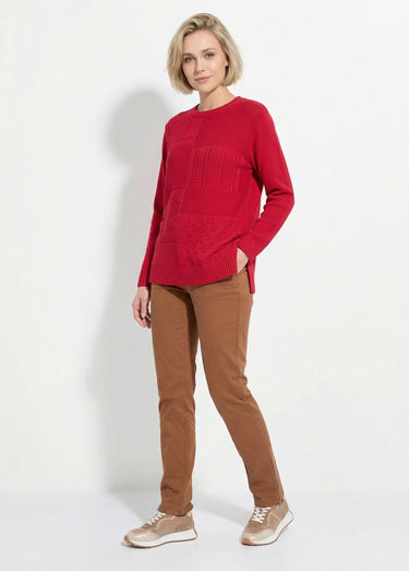 Pull-tunique col rond manches longues Groseille