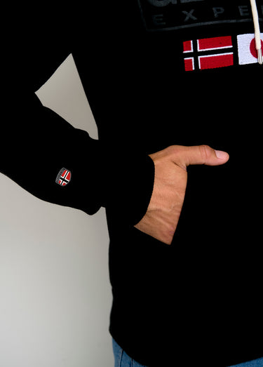 Sweat à capuche drapeaux poche kangourou Noir