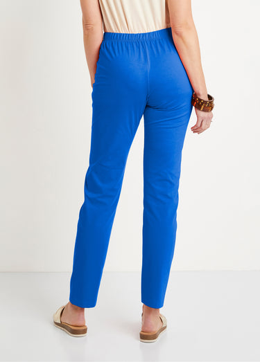Legging coton stretch taille élastiquée Bleu