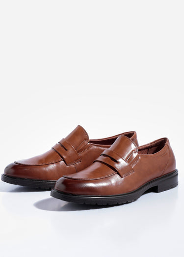 Mocassins simili cuir, patte ton sur ton Camel