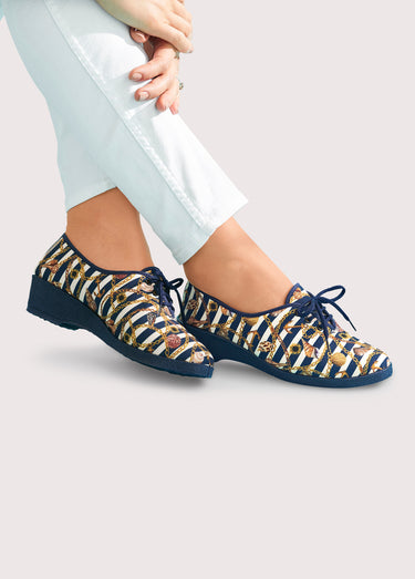 Derbies lacées toile compensées Imprime