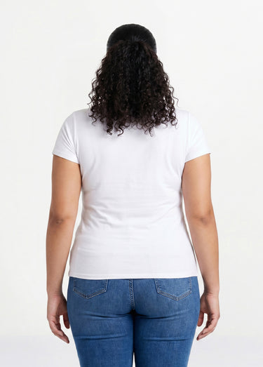 T-shirt court extensible dentelle Blanc
