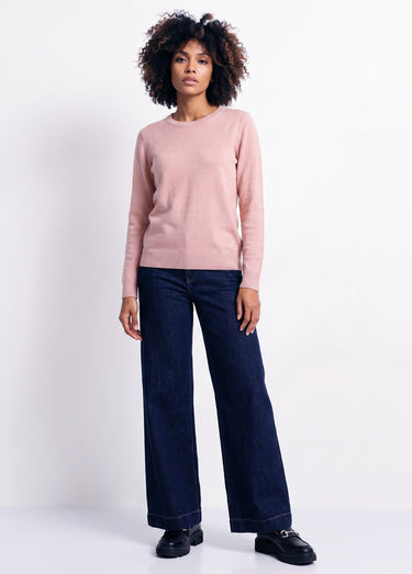Pull doux col rond manches longues Rose