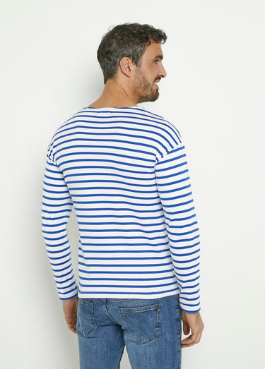 T-shirt marinière rayée manches longues Blanc/Royal