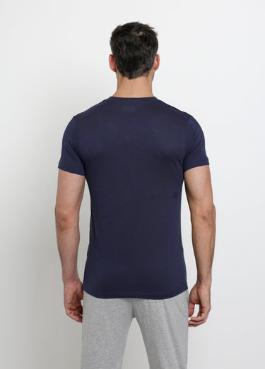 T-shirt col V manches courtes foncés Bleu Marine