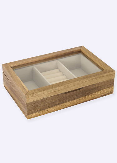 Boite à bijoux bois, couvercle verre 1B Bois