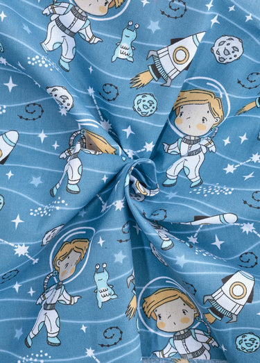 Coupon tissu ameublement espace 3x1,5m Bleu
