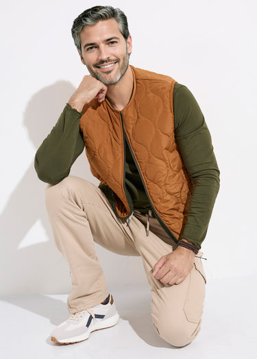 Veste sans manches casual réversible Kaki/Camel