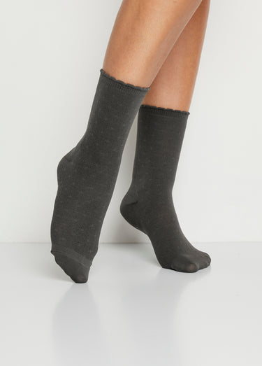 Chaussettes fines motifs ton sur ton Ass Noir/Gris Lot 2