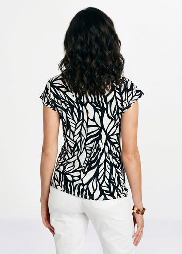 T-shirt court motif graphique Noir / Blanc