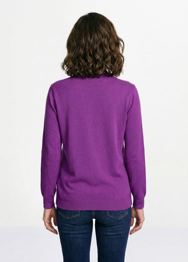 Pull chaud col montant avec laine et angora Aubergine