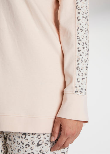 Pyjama manches longues coton interlock Rose imprimé
